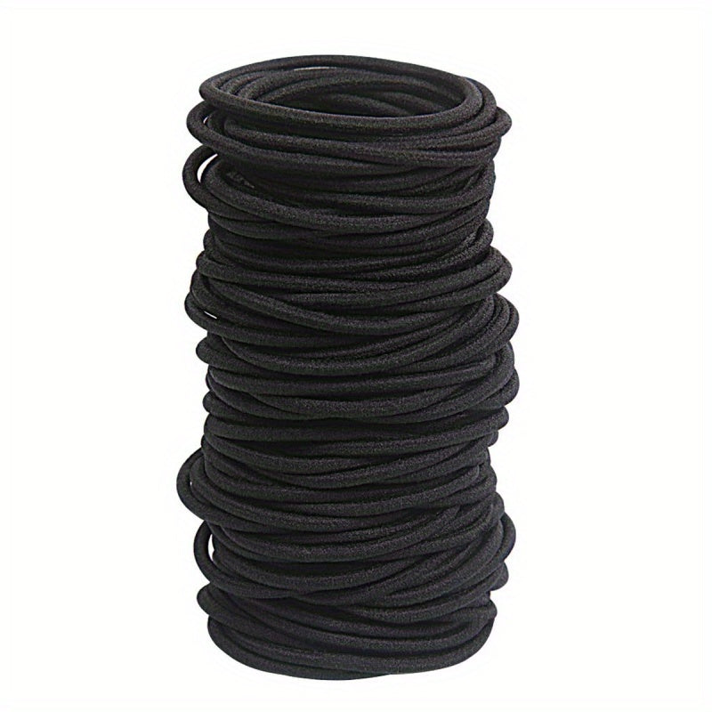 40pcs Black Hair Ties Extension Ring Headwear Hair Rope Rubber Band