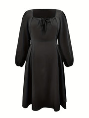  Long Sleeve Tie Front Maxi Dress