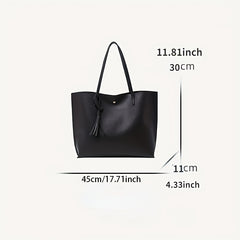 Large Capacity Shoulder Bag PU Leather Tote Versatile Portable Handbag