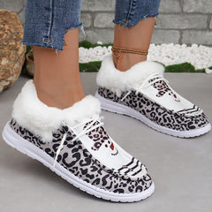 Women's Christmas Snowman & Leopard Print Thickened Skateboard Shoes