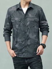 Camouflage Pattern Men's Breathable Long Sleeve Button Up Shirt