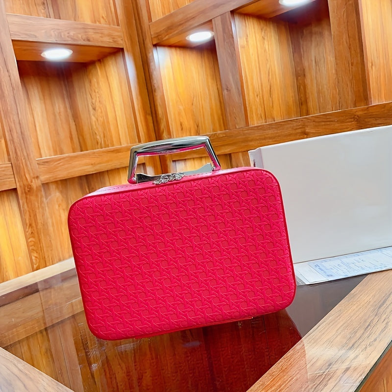 Plaid Embossed Cosmetic Bag Multifunction Organizer Storage Bag