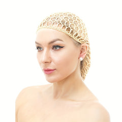 Khaki Mesh Hair Net Rayon Knit Snood Women Crochet Sleep Cap