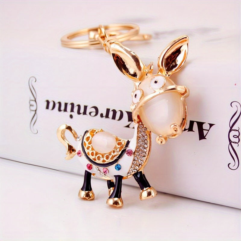 Donkey Rhinestone Keychain Animal Ornament Gift