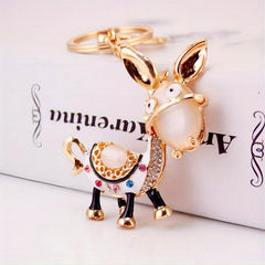 Donkey Rhinestone Keychain Animal Ornament Gift