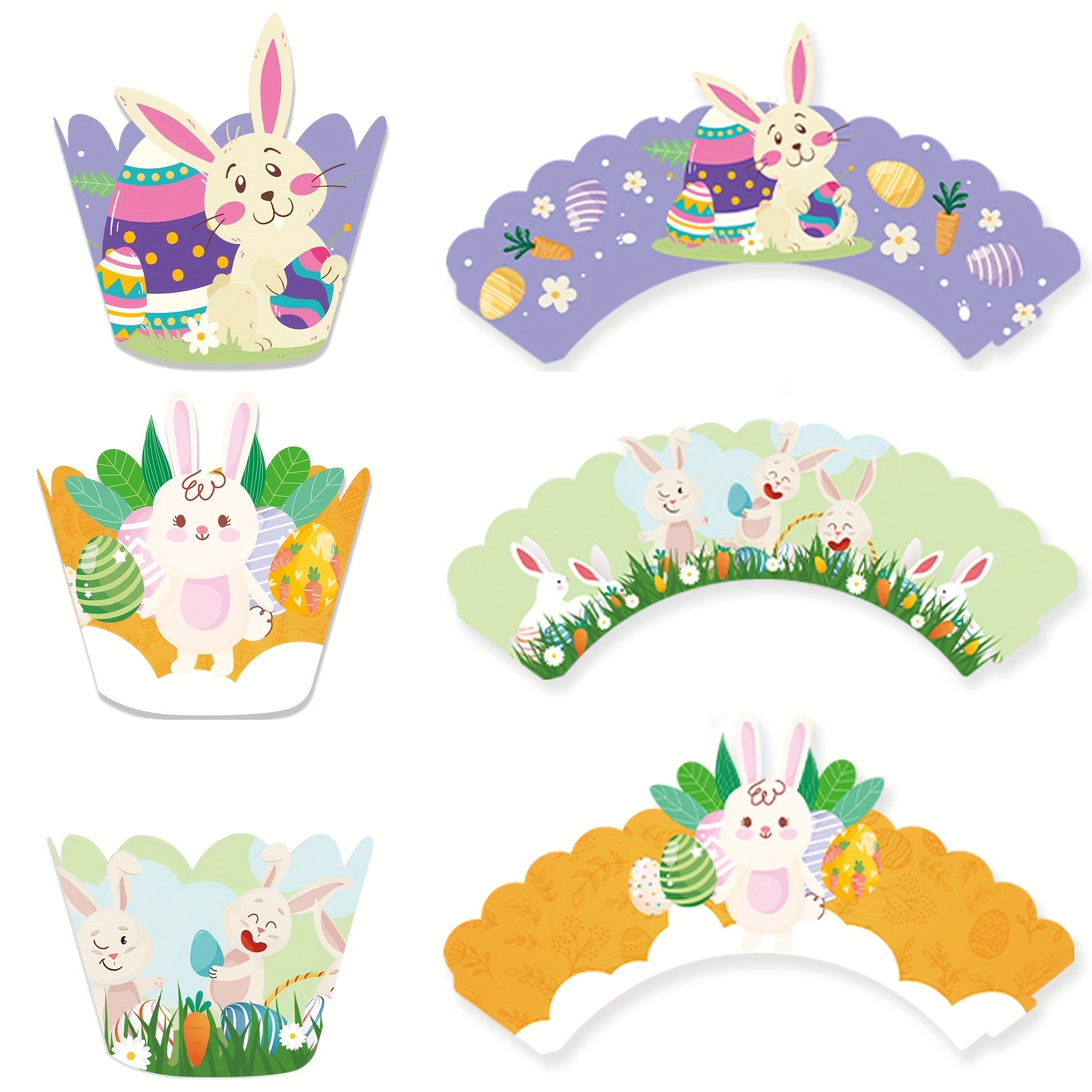 Rabbit Cake Border Paper Cupcake Decoration Easter Theme Birthday Party Flag