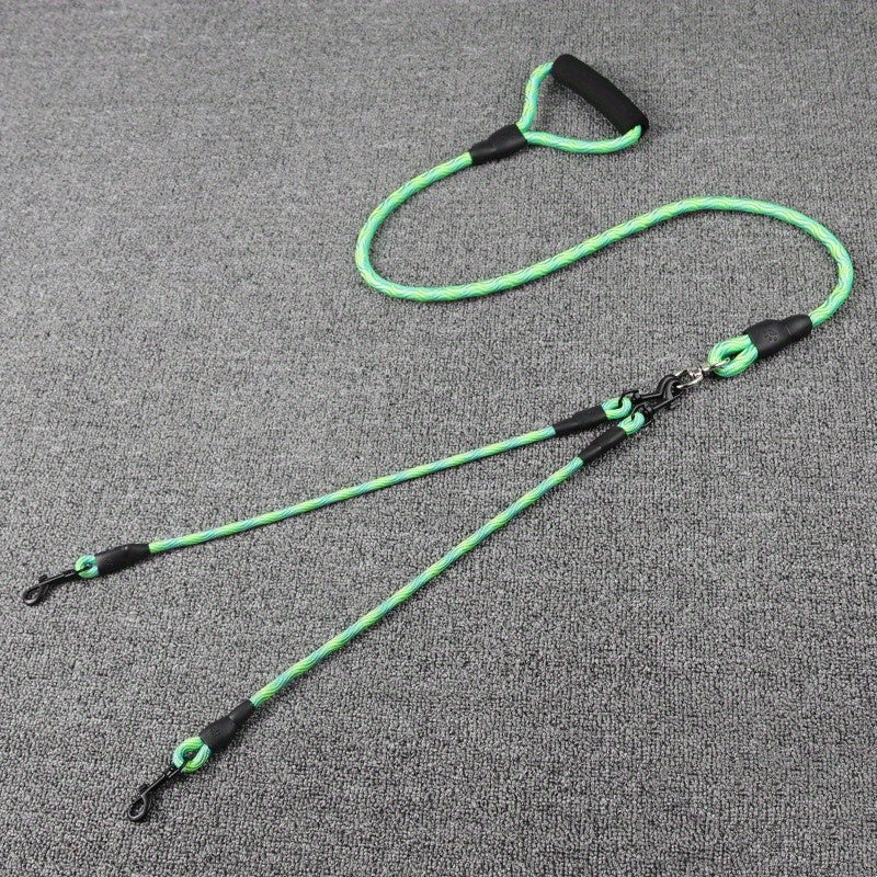 Wave Pattern Dual Dog Leash for Walking Two Dogs