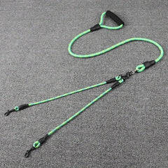Wave Pattern Dual Dog Leash for Walking Two Dogs