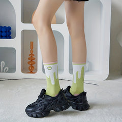 5 Pairs Macaron Print Women's Socks Stockings