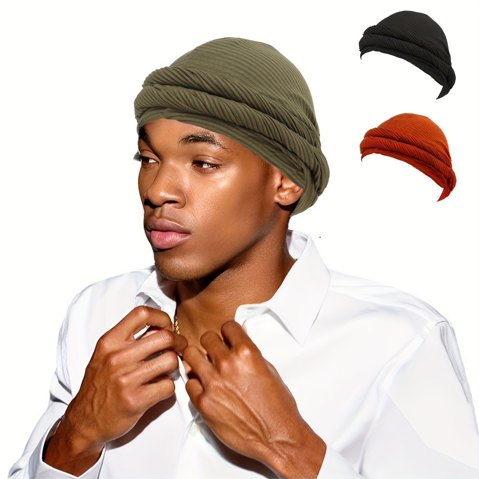 Men's Twisting Cap Pit Strip Button Head Wrap Cap