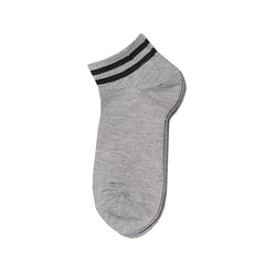 5 Pairs Striped Trim Socks Soft & Lightweight Short Socks