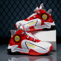 Kid's Basketball Shoes with Rotating Buckle and Plush Lining
