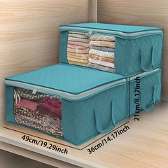 Quilted Storage Zipper Bag Clothes Organizer Foldable Box w/ Window