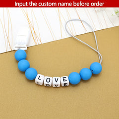 Personalised Baby Pacifier Holder Leash - Dummy Chain with Name