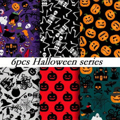 6pcs Halloween Fabric Squares Bundle for Sewing Quilting & Patchwork