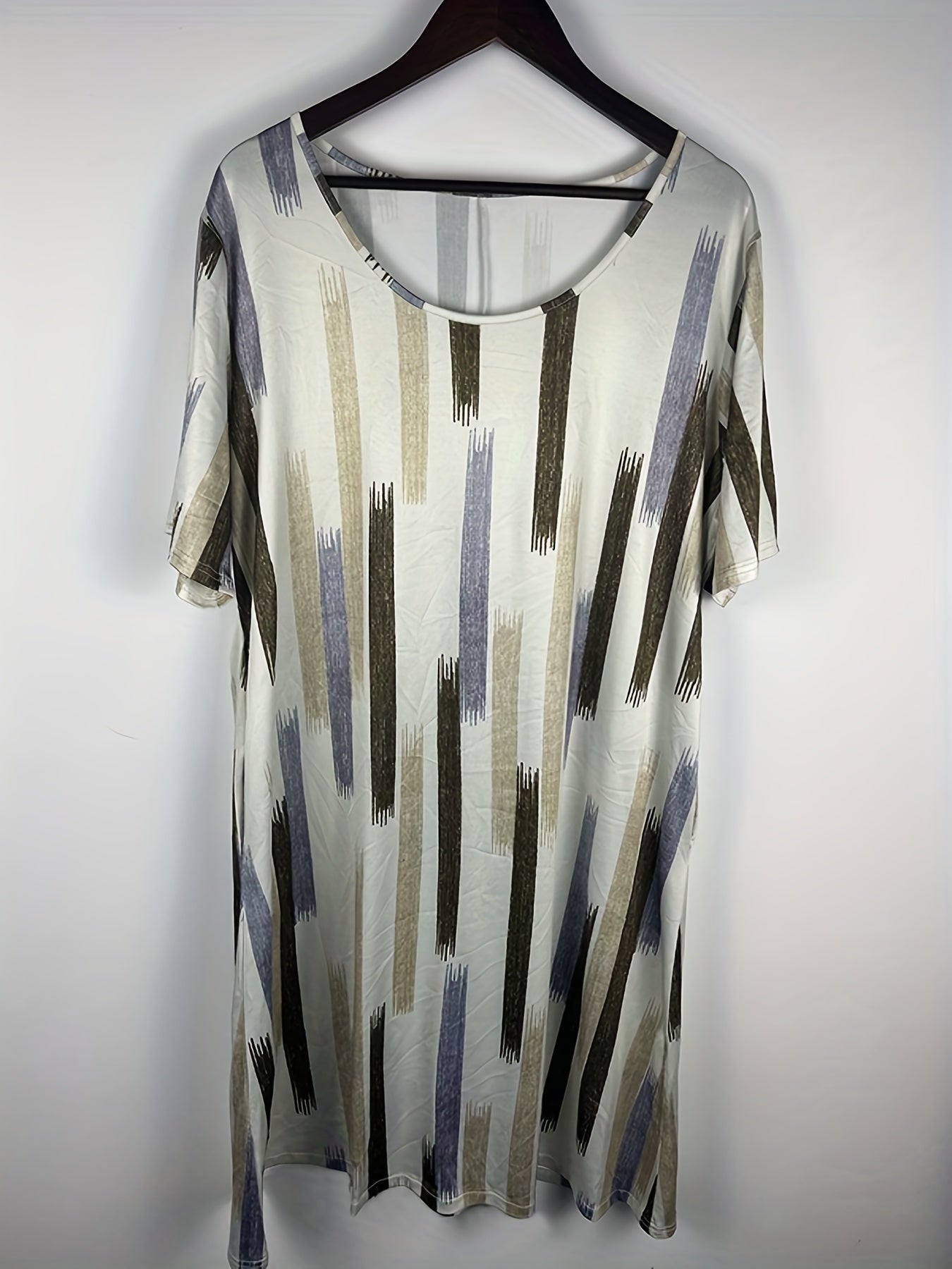  Casual Dress Women's Plus Printed Short Sleeve Tee Dress