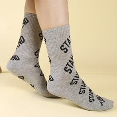 Letter Print Sports Socks Women's Stockings