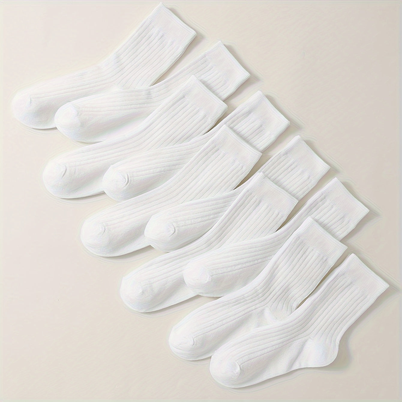 10 Pairs Comfy & Breathable Mid Tube Women's Socks Solid Colors