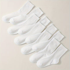 10 Pairs Comfy & Breathable Mid Tube Women's Socks Solid Colors