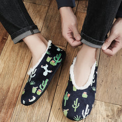 Men's Cartoon Cactus Cozy Slippers
