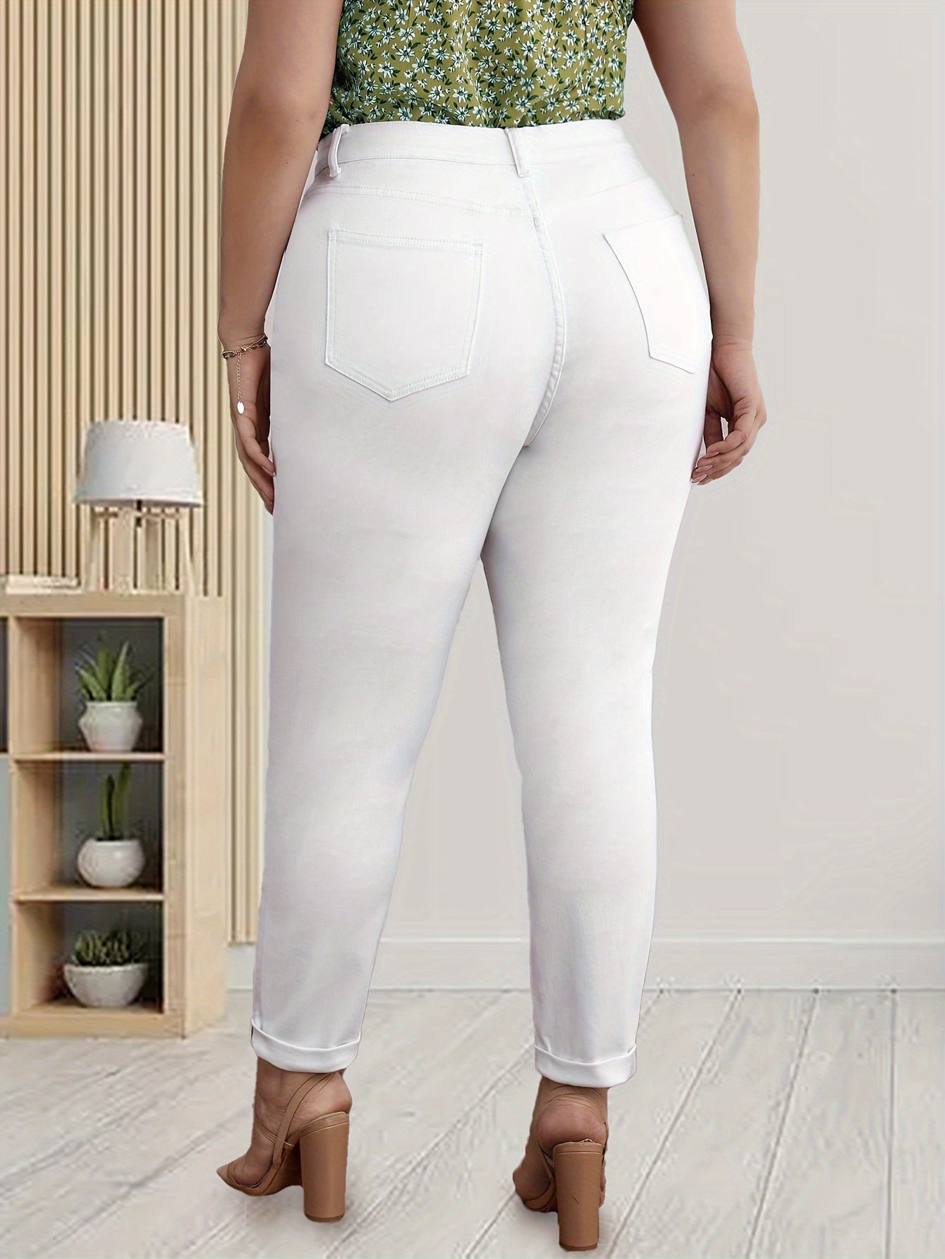  Solid Ripped High Rise Skinny Jeans