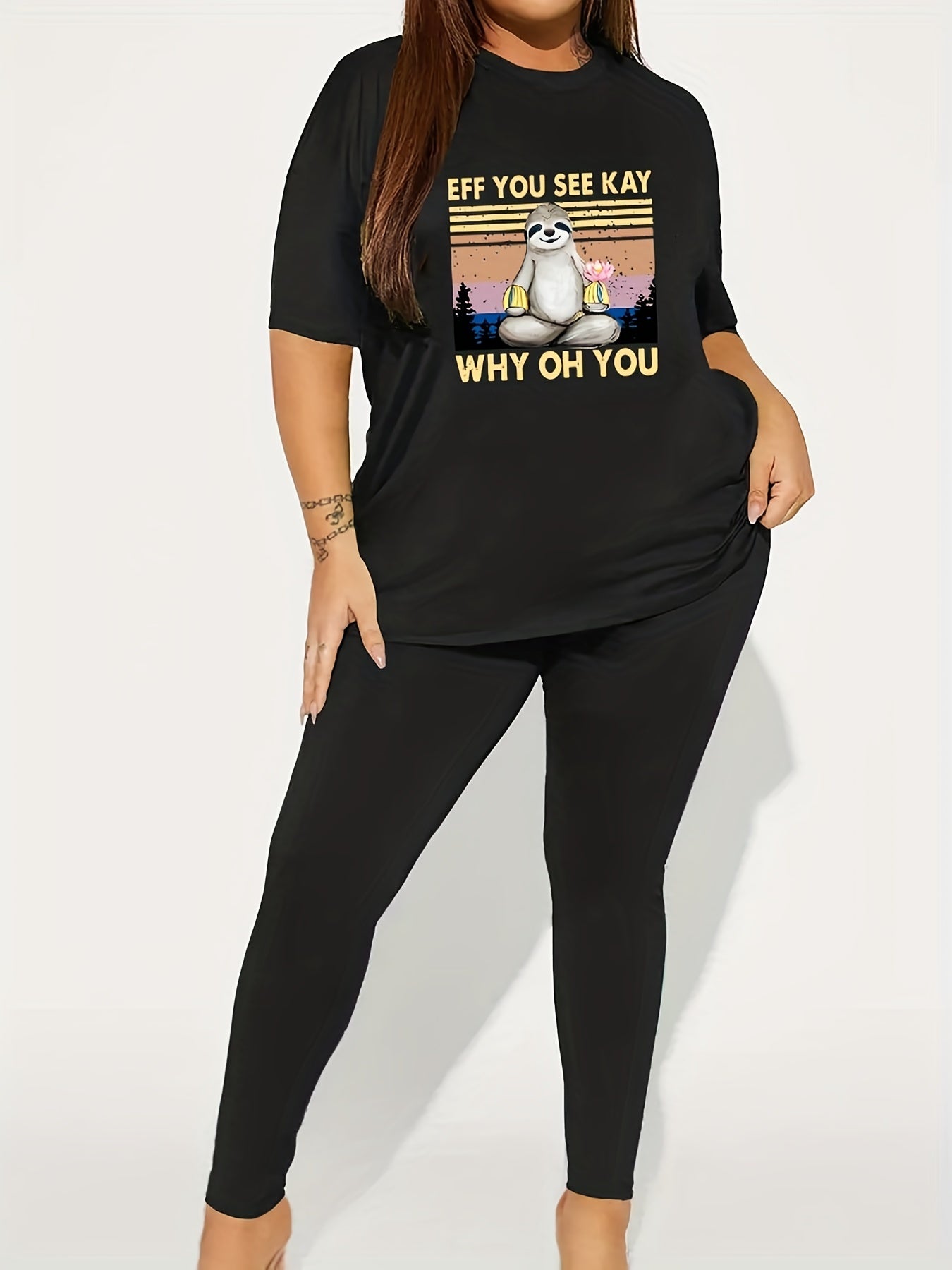  Colorblock Tee & Leggings Two Piece Set