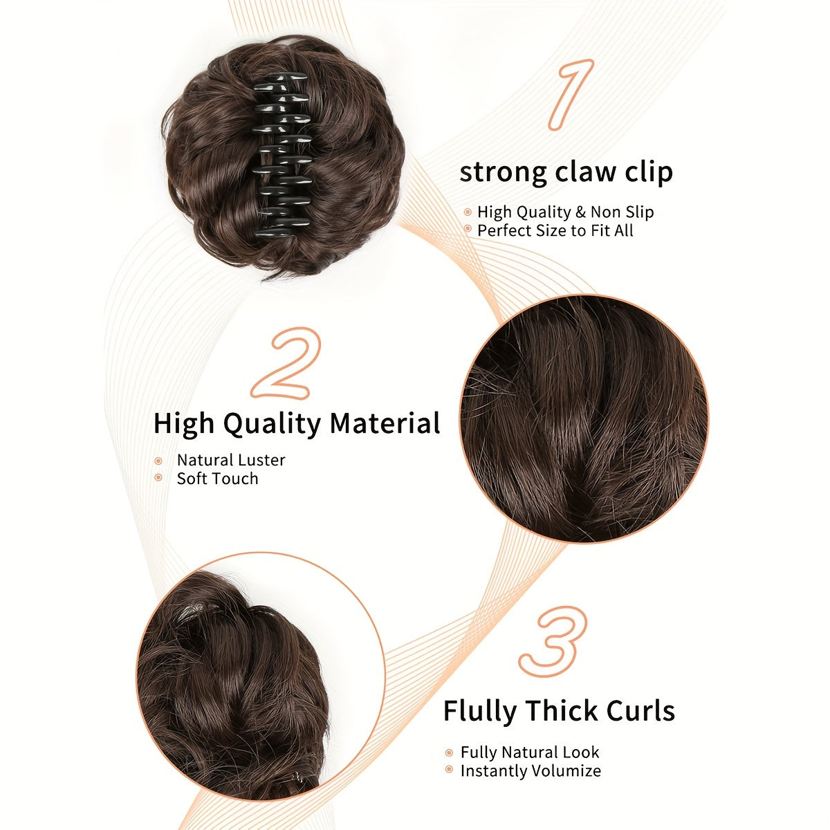 Curly Wavy Hair Bun Extension in Flaxen Brown & Chocolate Chestnu