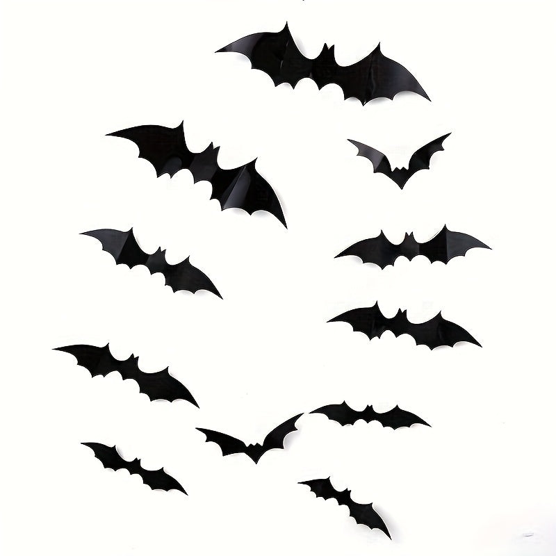 36pcs Halloween 3D Bat Decoration Stickers Waterproof Spooky Bats Room Decor
