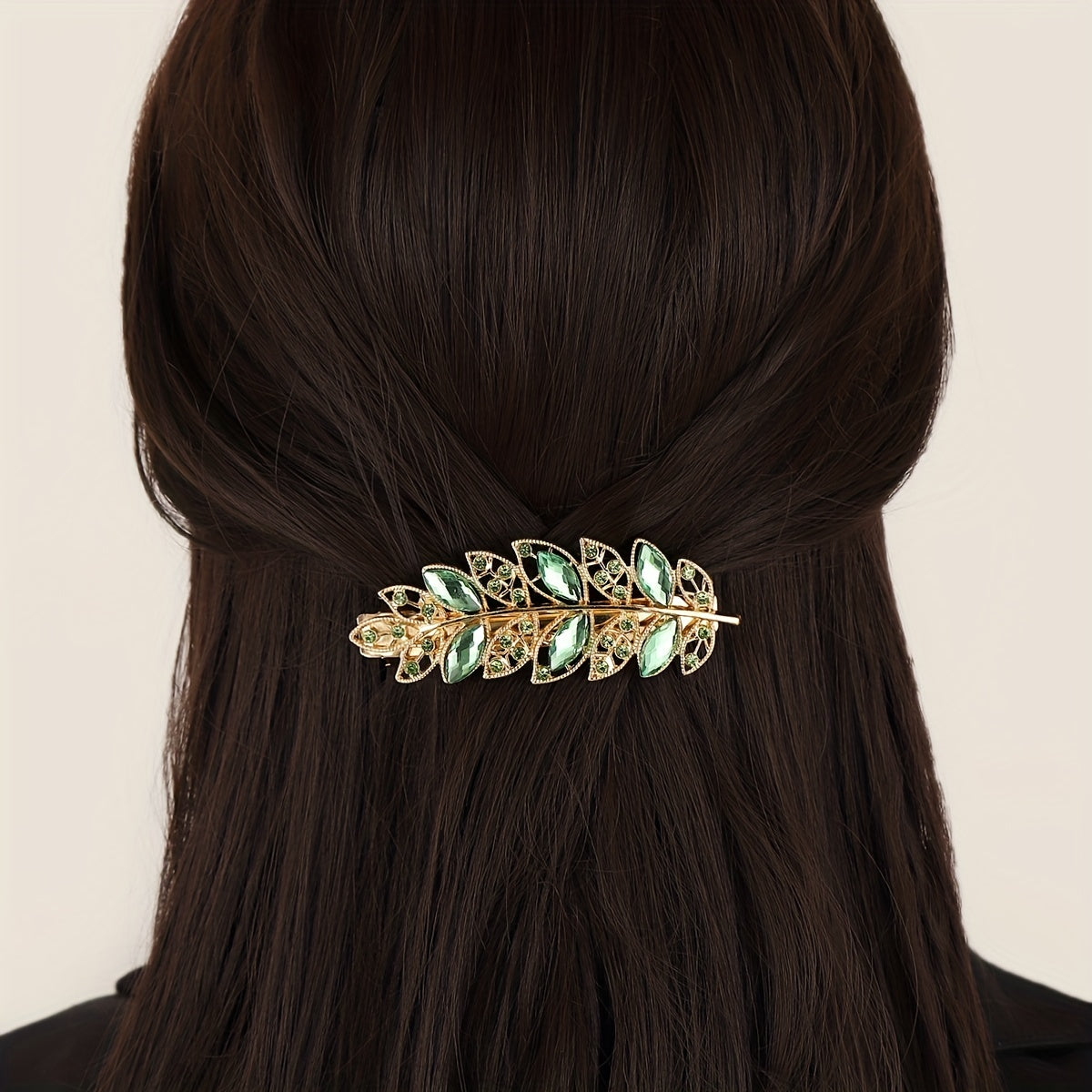 Rhinestone Metal Leaves Hair Clip Barrette Side Clip Sweet Leaf Duck Billed Clip