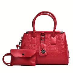 Crocodile Embossed Tote Satchel Bag With Purse For Work