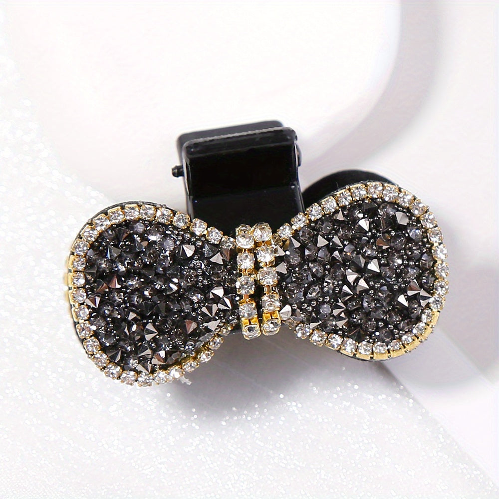Velvet Bow Hair Claw Rhinestone Brimmed Hair Claw Clip