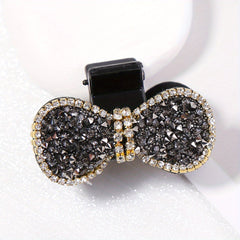 Velvet Bow Hair Claw Rhinestone Brimmed Hair Claw Clip