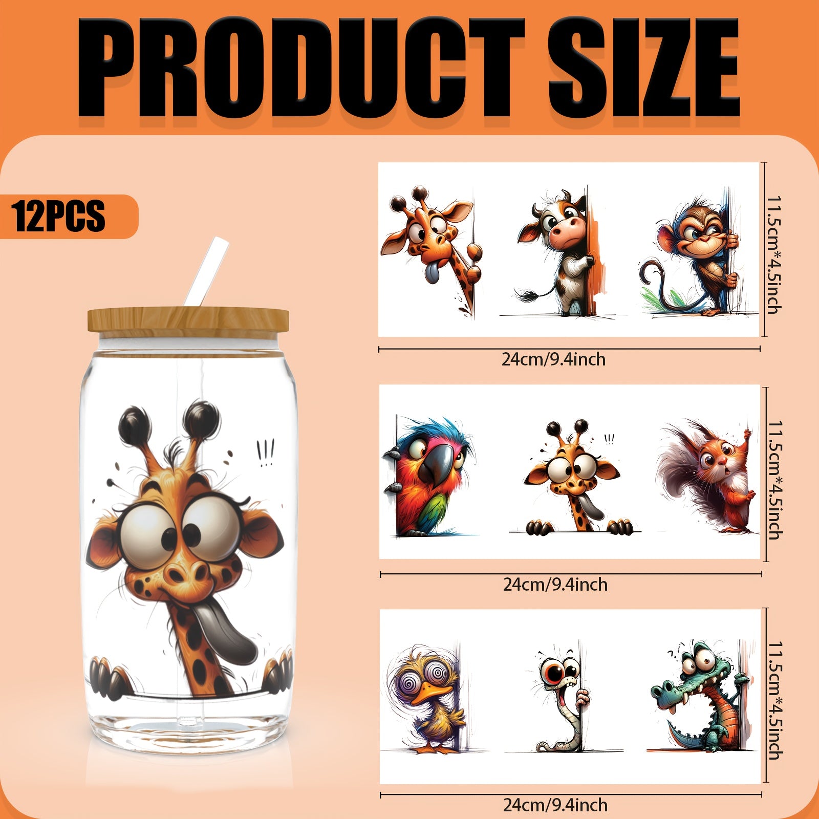 UV DTF Transfer Stickers Animal Series for Glass Cup DIY