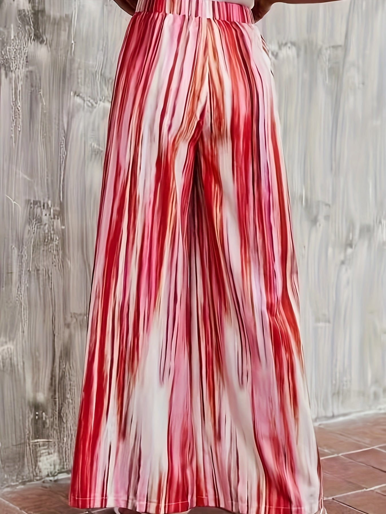 Women's Plus Stripe Print Wide Leg Trousers