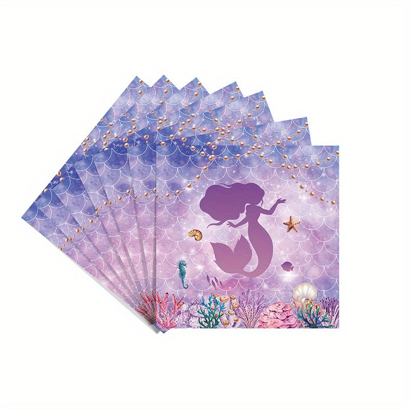 Mermaid Party Supplies Pink & Purple Tableware Set for Kids' Birthdays