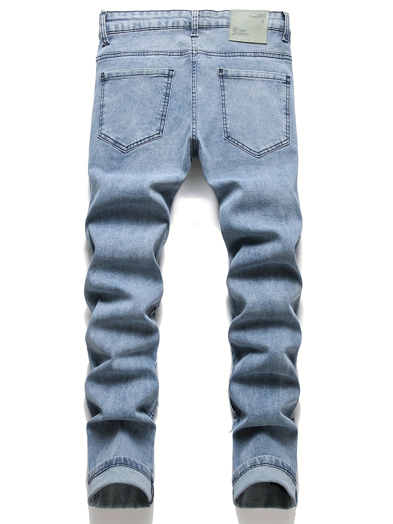 Retro Style Ripped Straight Denim Jeans With Pockets