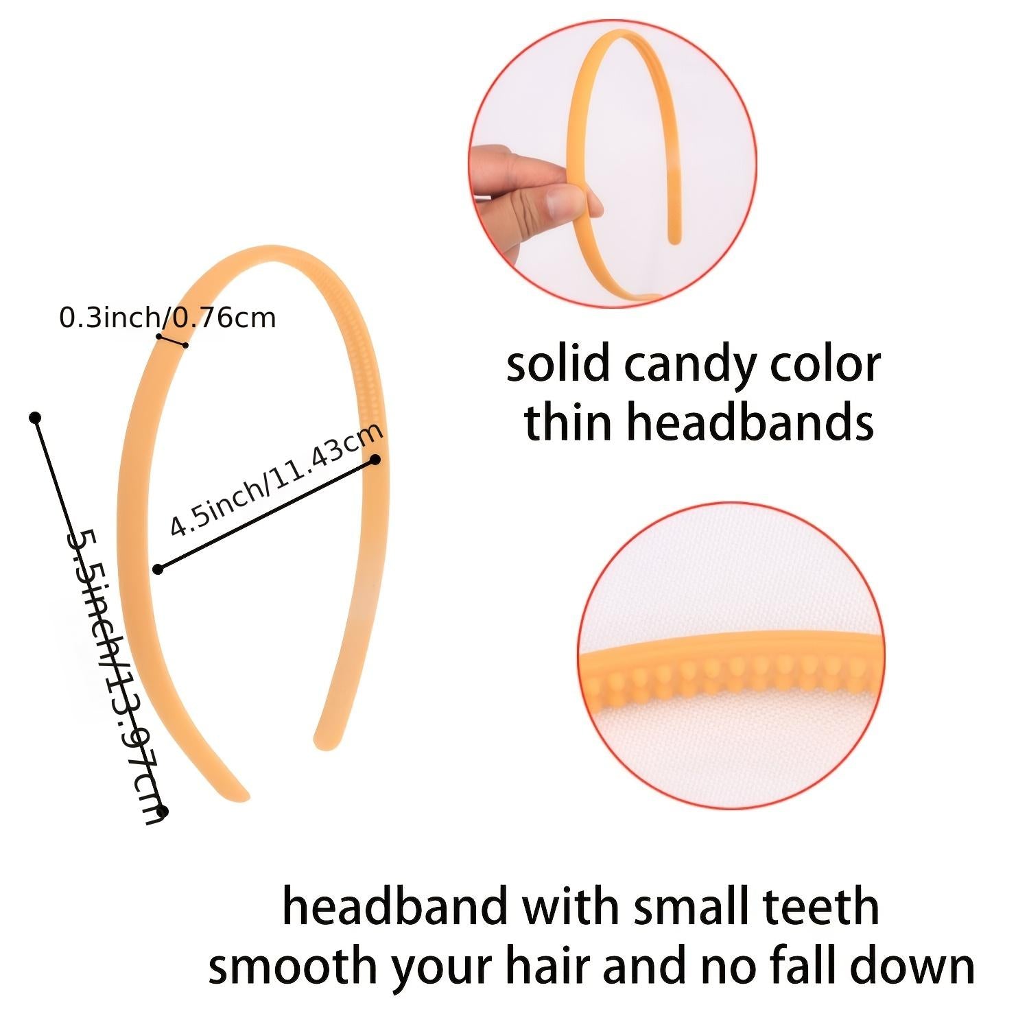 10pcs Colorful Plastic Headbands with Teeth for Women Girls Teens