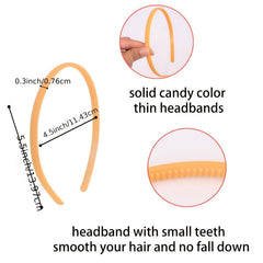 10pcs Colorful Plastic Headbands with Teeth for Women Girls Teens