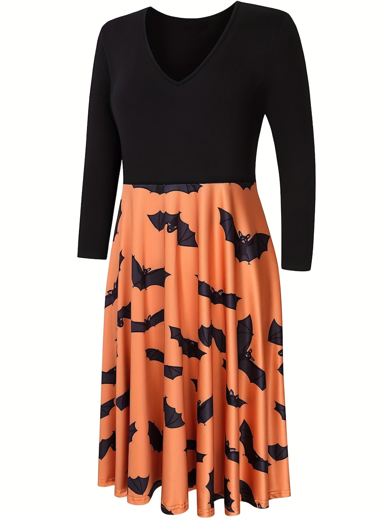  Colorblock Bat Print Maxi Dress