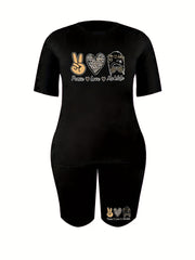  Heart & Figure Print 2 Piece Set