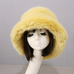 Plush Bucket Hat Winter Warm Basin Hat Windproof Ear Protection Fisherman Cap