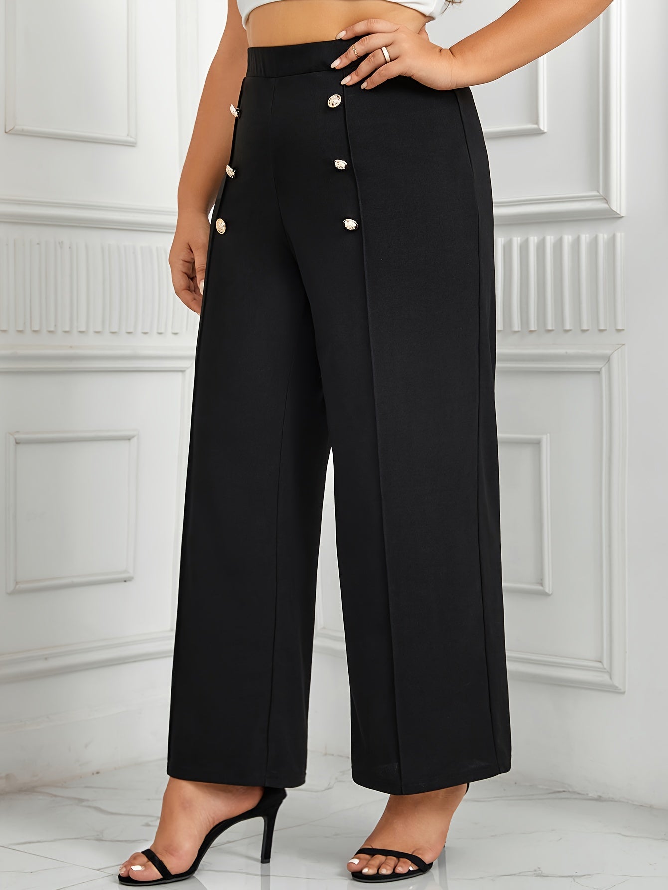  High Rise Wide Leg Trousers