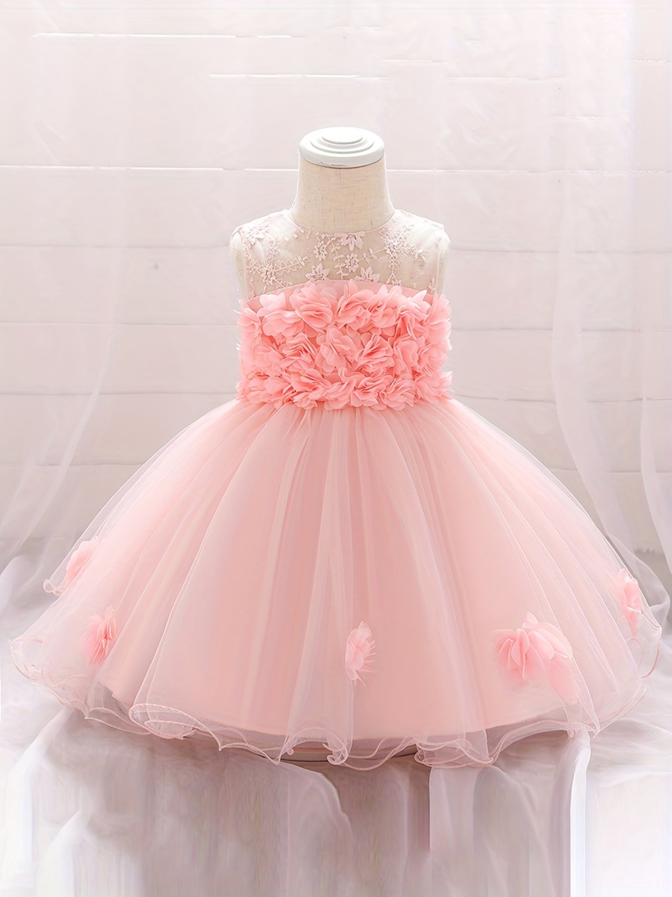 Appliques Baby Baptism Flower Girl Dress