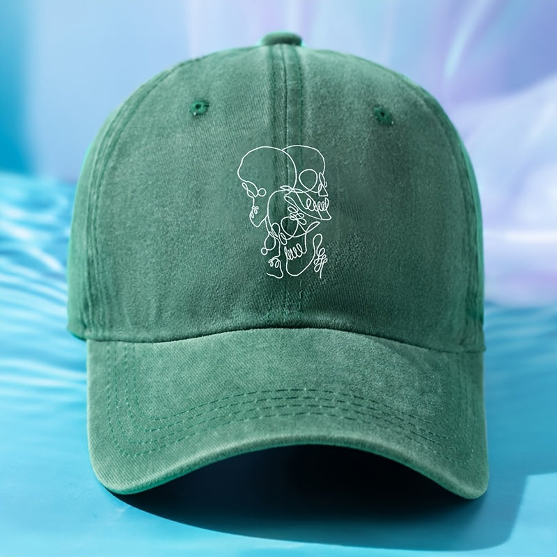 Hip Hop Skull Baseball Cap Vintage Print Women's Cotton Sports Hat Man Unisex