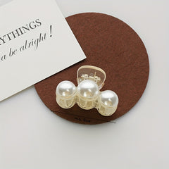 3PCS Small Faux Pearl Hair Claw Clips Hair Jaw Clips Barrettes Hair Accessories