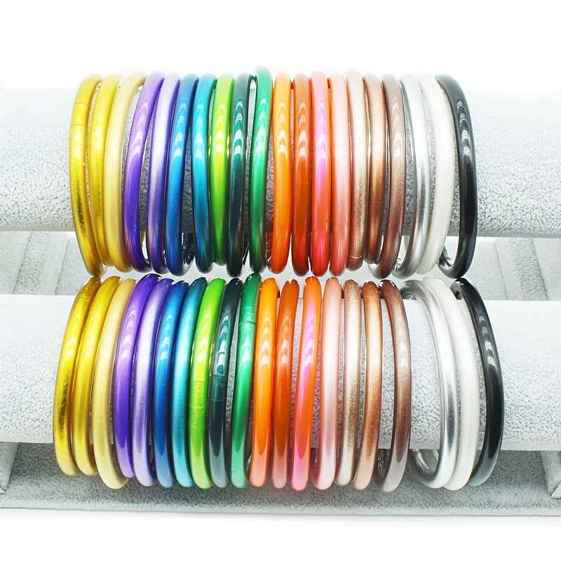 20-Color Glitter Jelly Silicone Bangle 65mm Bracelet Gift