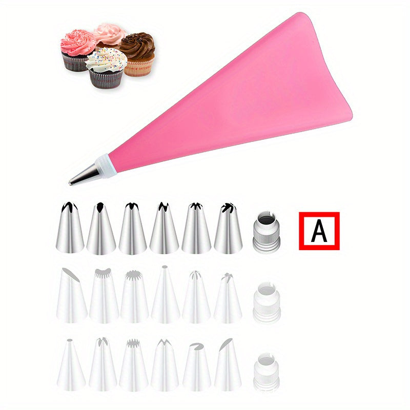 Silicone Pastry Bag with Stainless Steel Tips Set