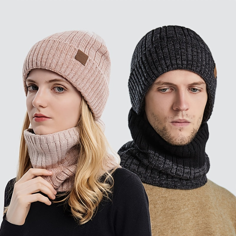 Knit Beanie Hat & Scarf Set for Winter - Warm & Thick - Perfect Gift