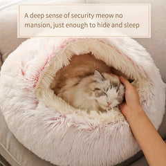 Plush Pet Bed With Non Slip Bottom - Warm and Comfortable Cat Naps