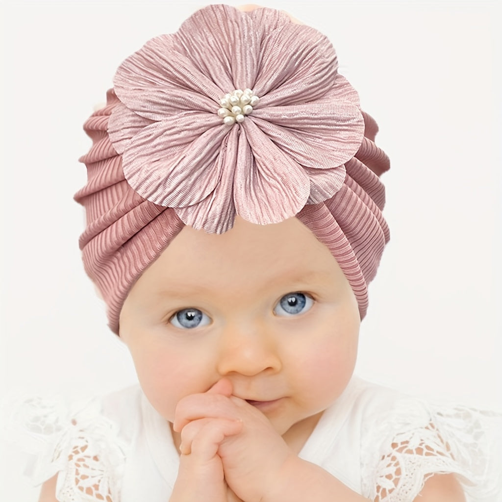 Baby Girls Sweet Brimless Hats Soft Flowers Decor Head Wrap